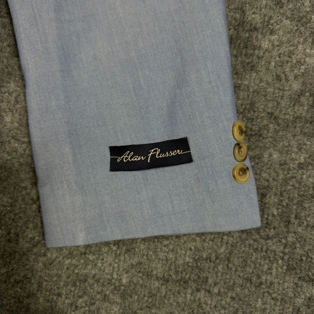 Alan Flusser Sport Coat Blazer Mens 48L Blue Silk Cotton Textured 2-Button NWT